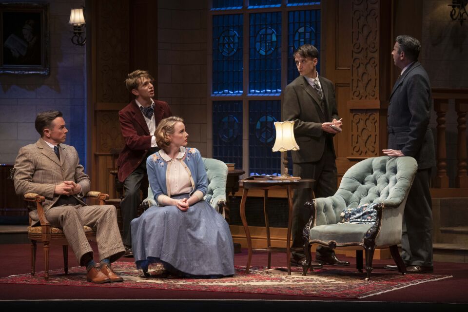 Alex Rathgeber, Laurence Boxhall, Anna O’Byrne, Tom Conroy  & Adam Murphy in the 2022 Australian production of THE MOUSETRAP © Brian Geach